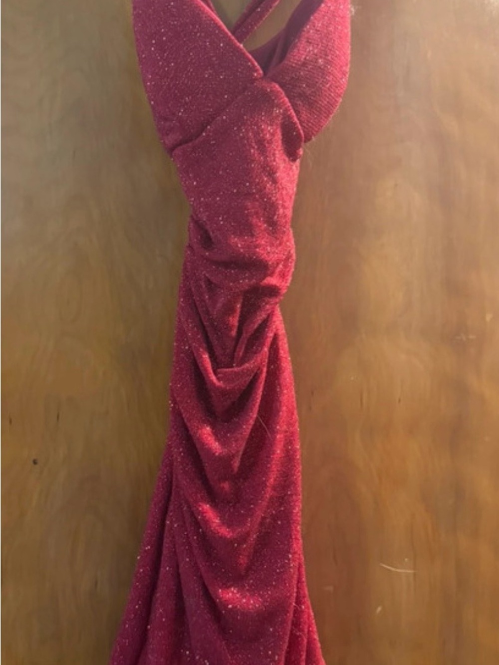Windsor Sparkling Red Ruched Prom Gown